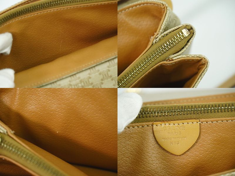 Authentic Celine Macadam Shoulder Bag Pochette PVC Beige Macadam Bag Pre-owned