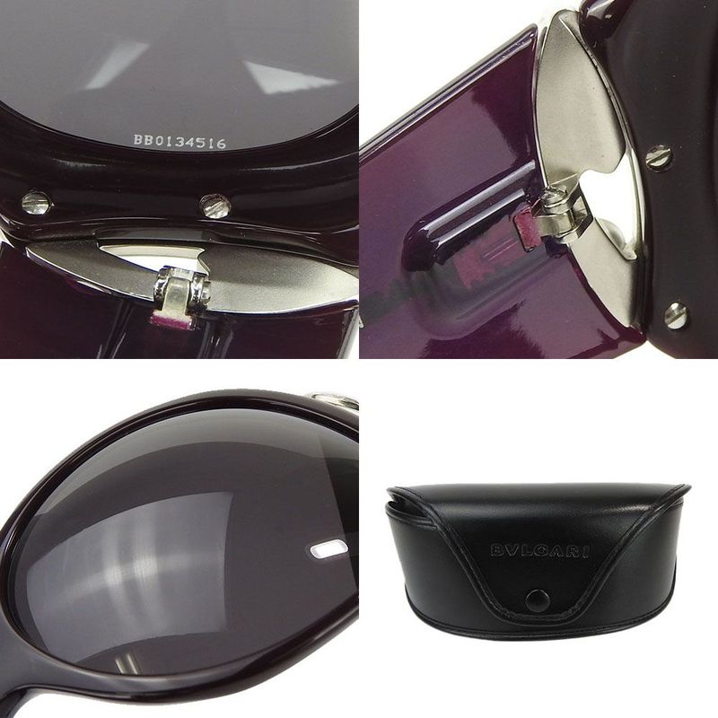 Bulgari Sunglasses 8017-b 820 87 63□17 120 Rhinestone Plastic Purple Small
