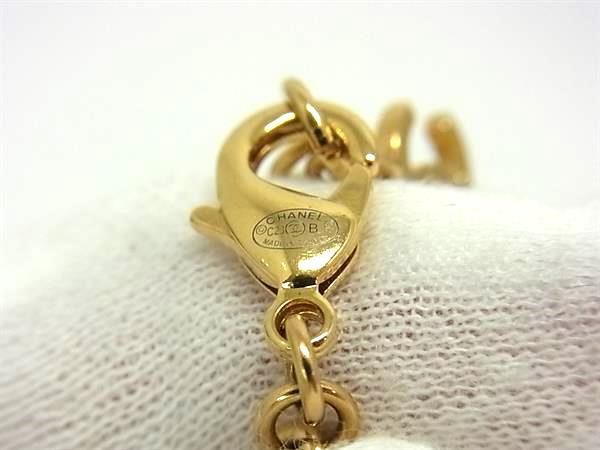 Chanel Coco Mark C23 B Rhinestone Necklace Pendant Accessory Women's Gold