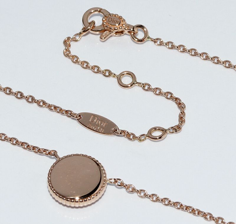 Christian Dior Pendant Necklace 18K Pink Gold Diamond 009ct Rose Devan Pendant