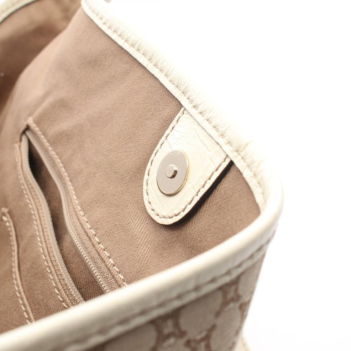 Celine Tote Macadam Beige Ivory Canvas Leather — view 9
