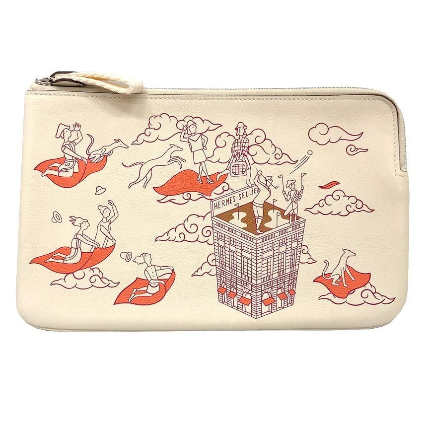 Hermes Carre Pocket Long Epic Swift Calfskin Nata Pouch