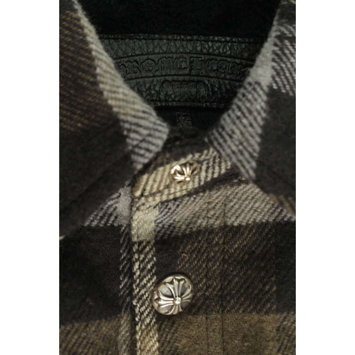Chrome Hearts Lining Shearling Cross Ball Button Check Jacket — view 3