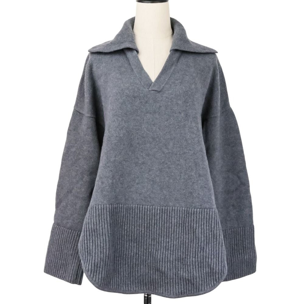 Loewe Anagram Wool Polo Knit Sweater S Gray