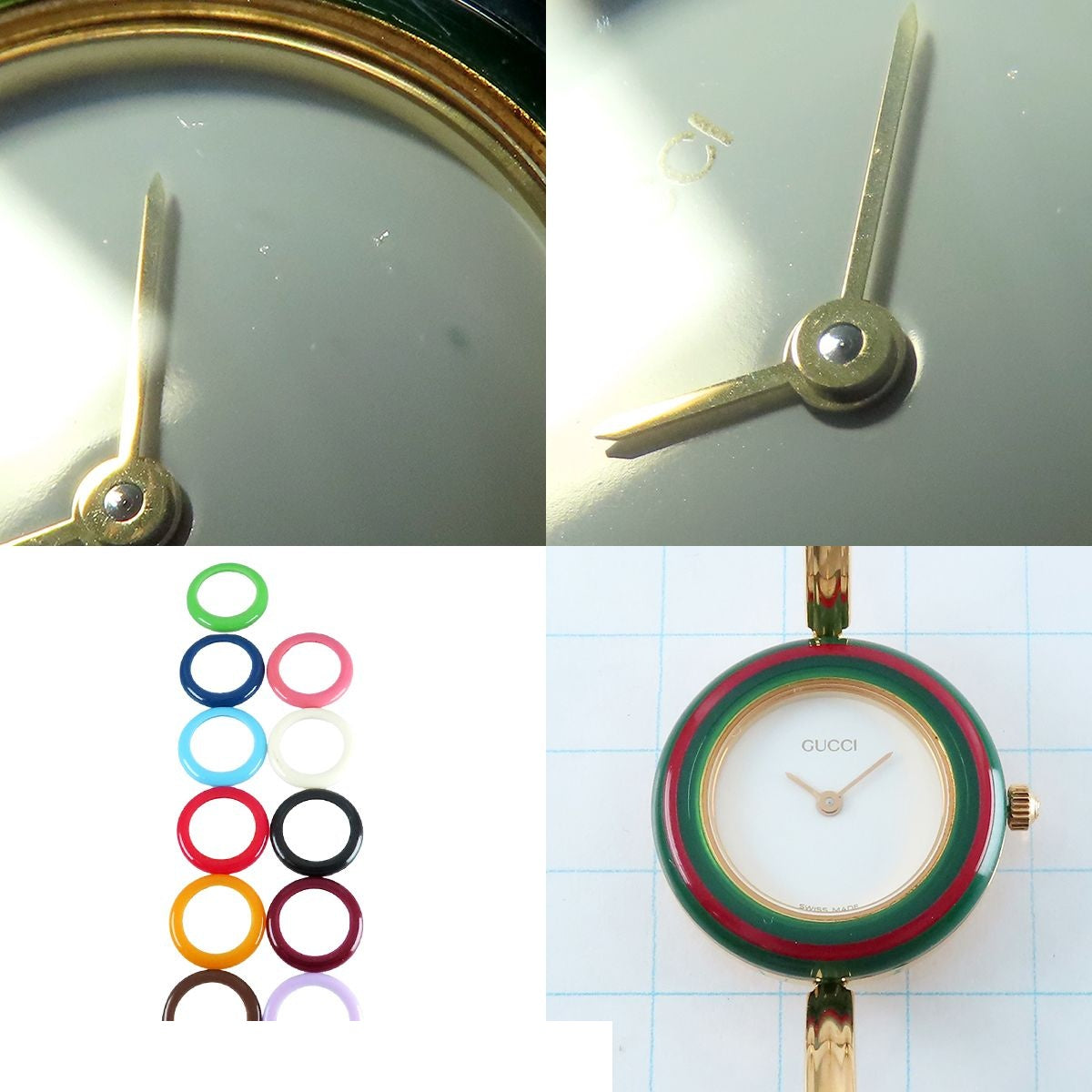 Gucci Change Bezel Watch 11/12.2 White SS Resin Bangle Replacement Gold — view 8