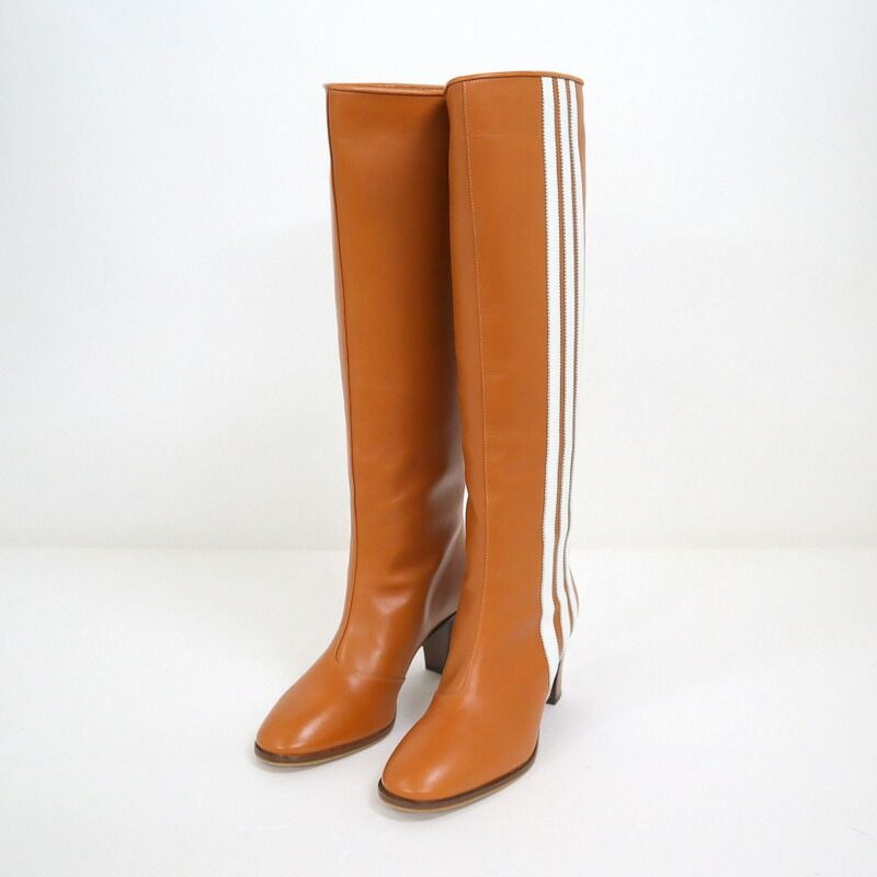 Gucci Adidas Long Boots Knee High Brown 36.5