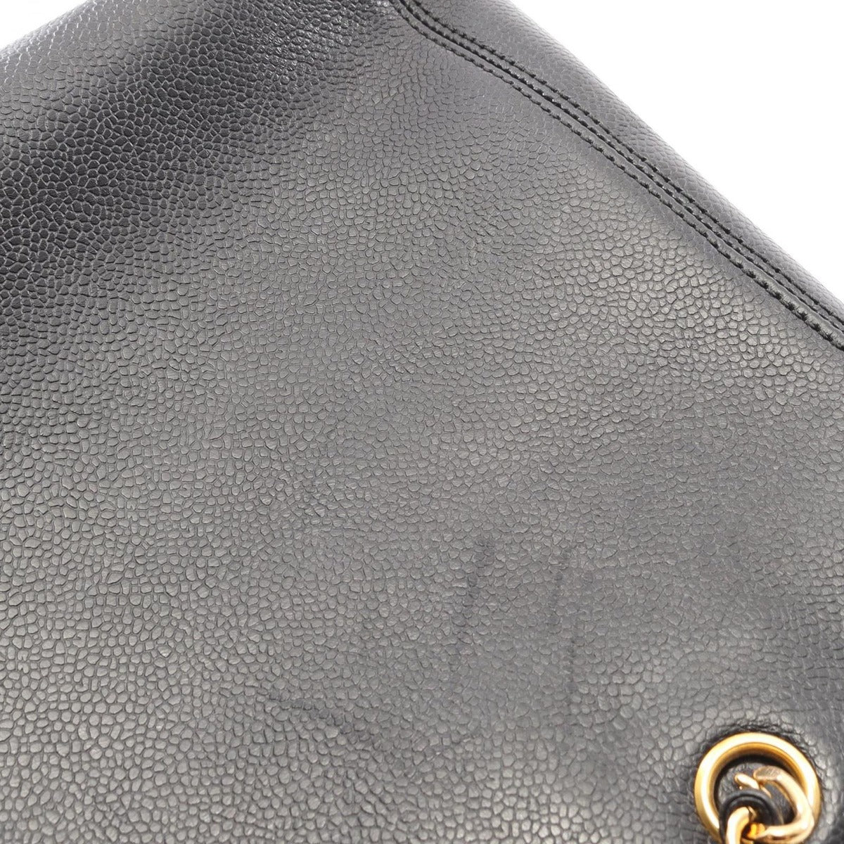Chanel Handbag Black Leather Calf Logo Chain Tote — view 11