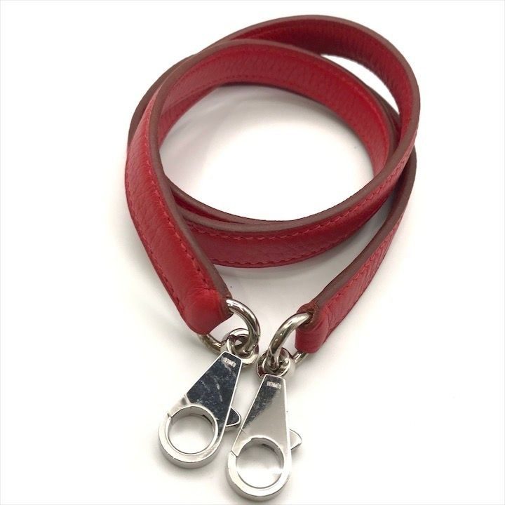 Hermes Kelly Bolide Leather Silver Shoulder Strap Red