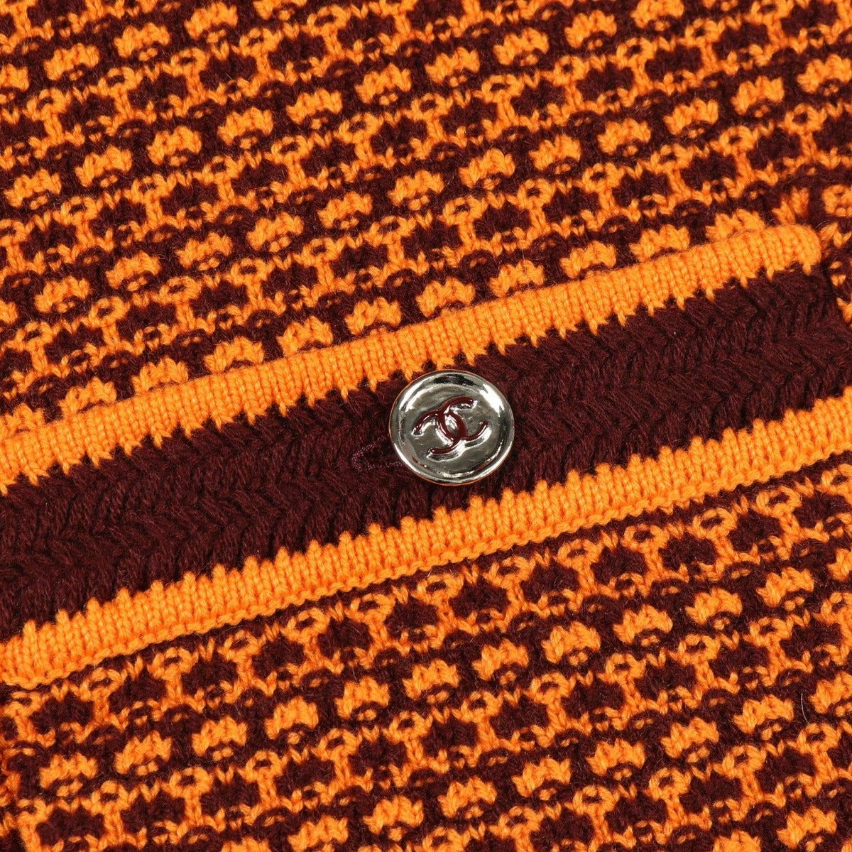 Chanel Dress CC Logo Button Orange Bold — view 6