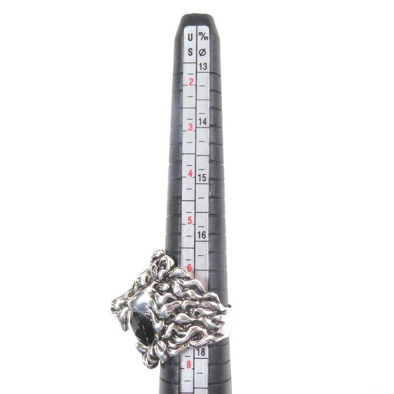Gucci Lion Head Ring - Ring Accessory - Colored Stone Silver Black 16 With Box