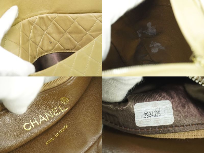 Authentic Chanel Coco Mark Matelasse Shoulder Bag Pochette Lambskin Leather