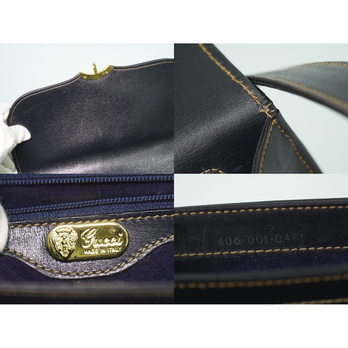 Gucci Interlocking Vintage Shoulder Bag Pochette Leather Navy — view 9