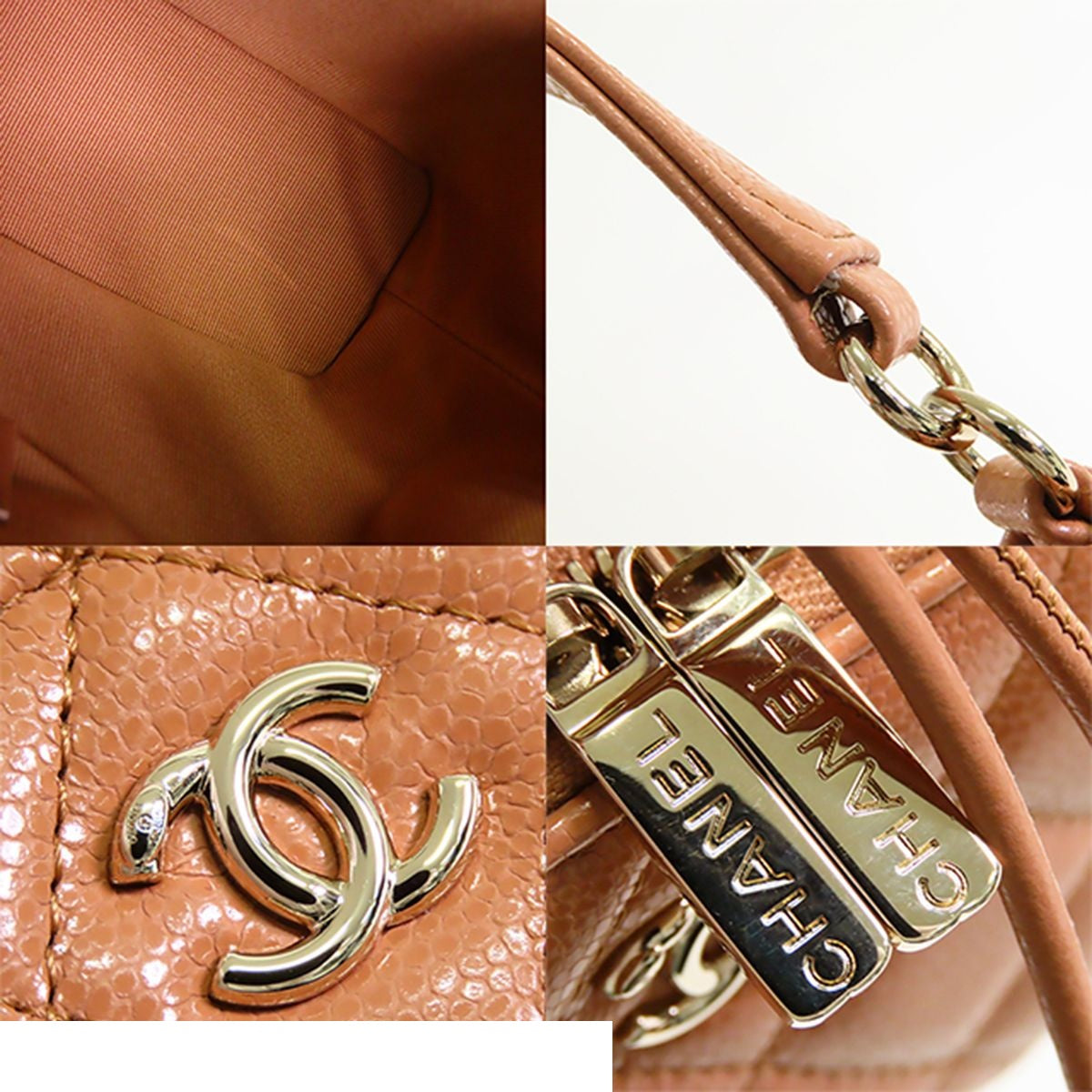 Chanel Chain Clutch Pink Beige Shiny Calfskin 2-Way — view 8