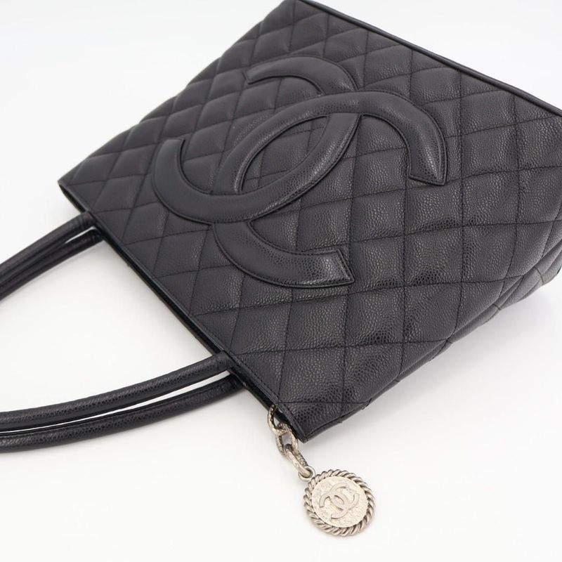 Chanel Chanel Medallion Tote Caviar Black Silver Hardware Bag