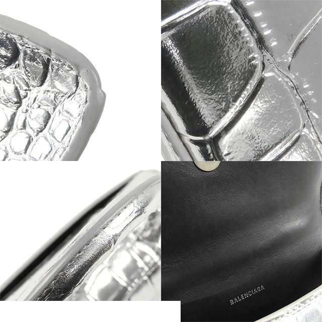 Balenciaga Hourglass Silver Leather S Croco Embossed 2-Way Shoulder Bag — view 8