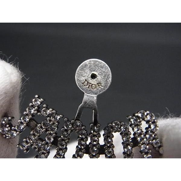 Dior Earrings Black Metal Line Stone Bee Star — view 3