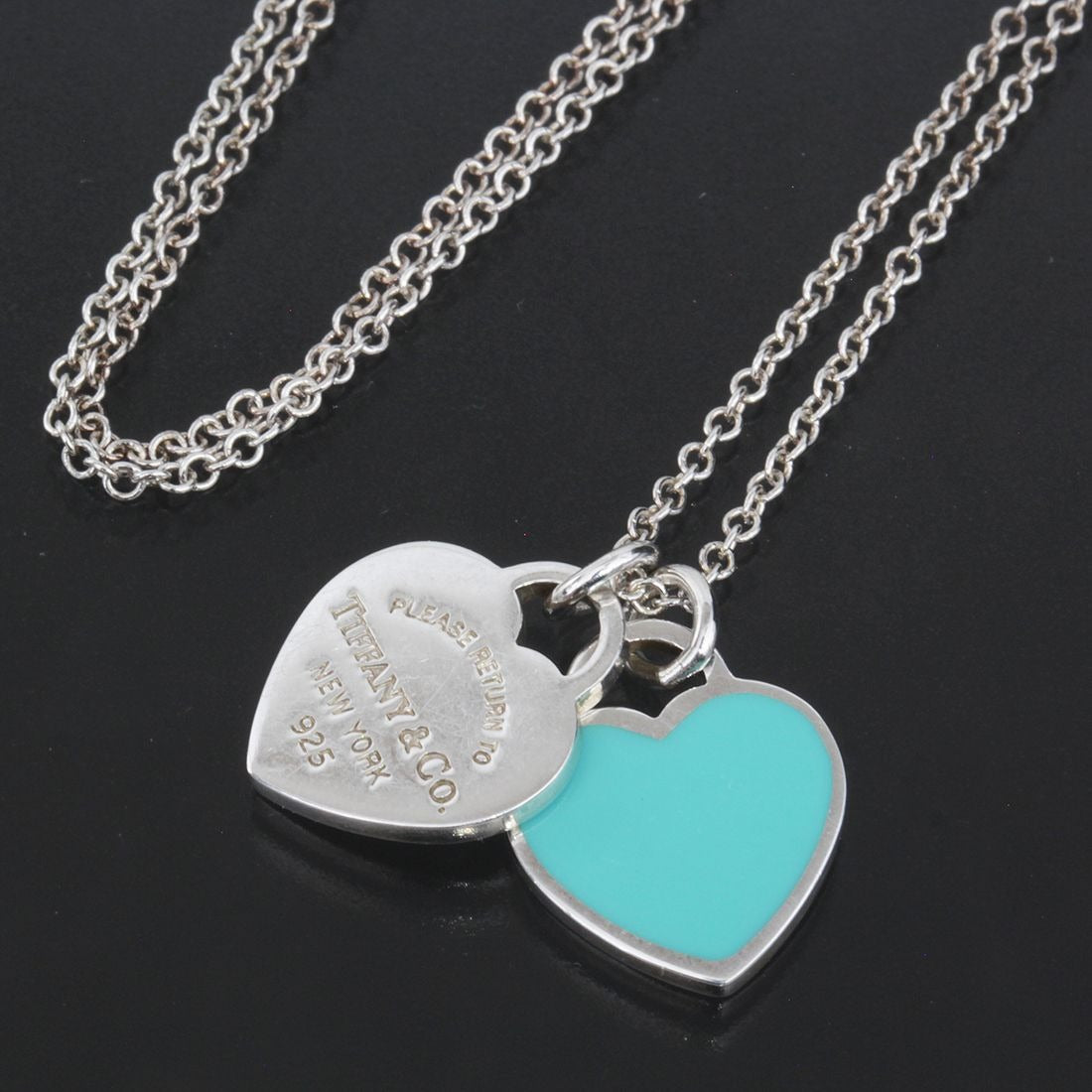 Tiffany & Co. Twin Heart Necklace Blue