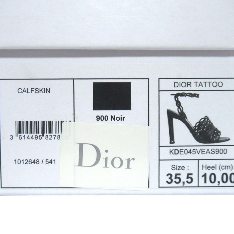 Unused Christian DIOR Tattoo Leather Ankle Strap High Heel Sandals 35.5d