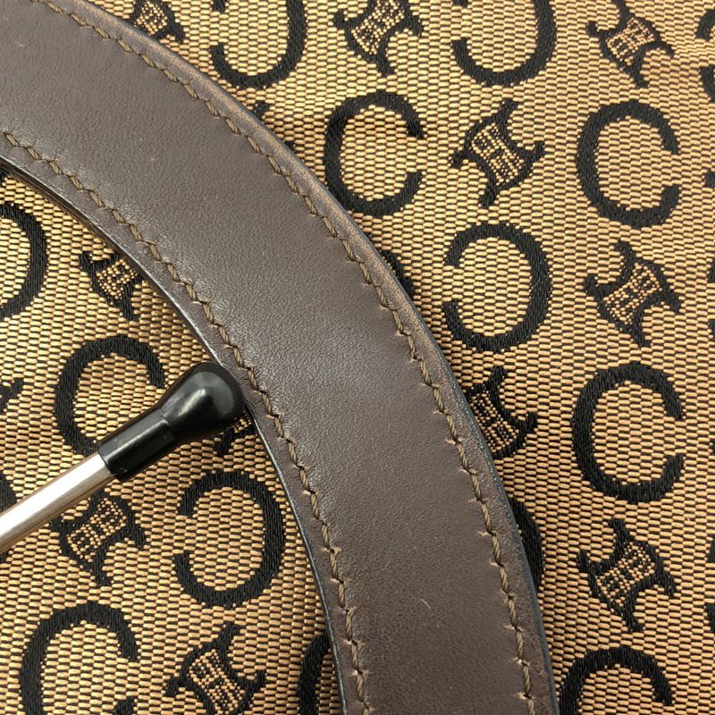 Celine - Macadam Pattern Circle Handle Canvas Handbag - Brown - Women