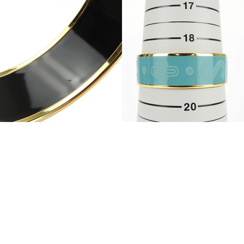 Hermes Bangle Emile GM Metal Cloisonne Light Blue Gold Hardware Logo Accessories