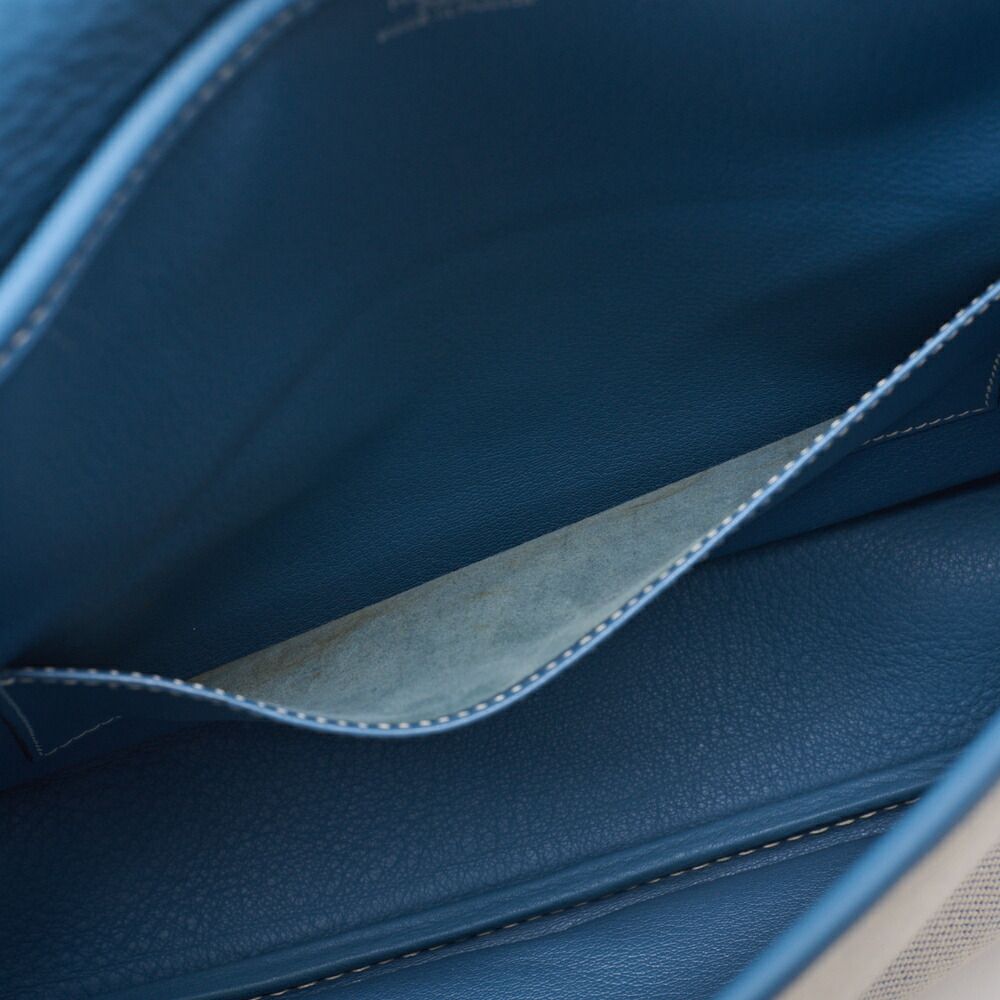 Hermes Christine Shoulder Bag Toile Ash Buffalo Blue Jean (silver Hardware)