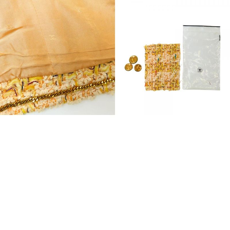 Chanel Tailored Jacket 38 Wool Nylon Acrylic Orange Multicolor Tweed Apparel