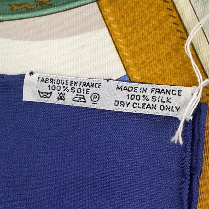Hermes Scarf Silk Carre 90 Memoire D'hermes Navy With Box
