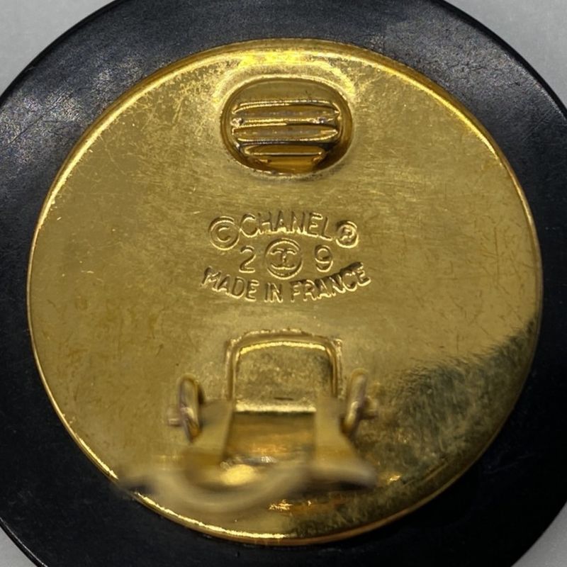 Chanel Earrings Matelasse Coco Mark Black Gold