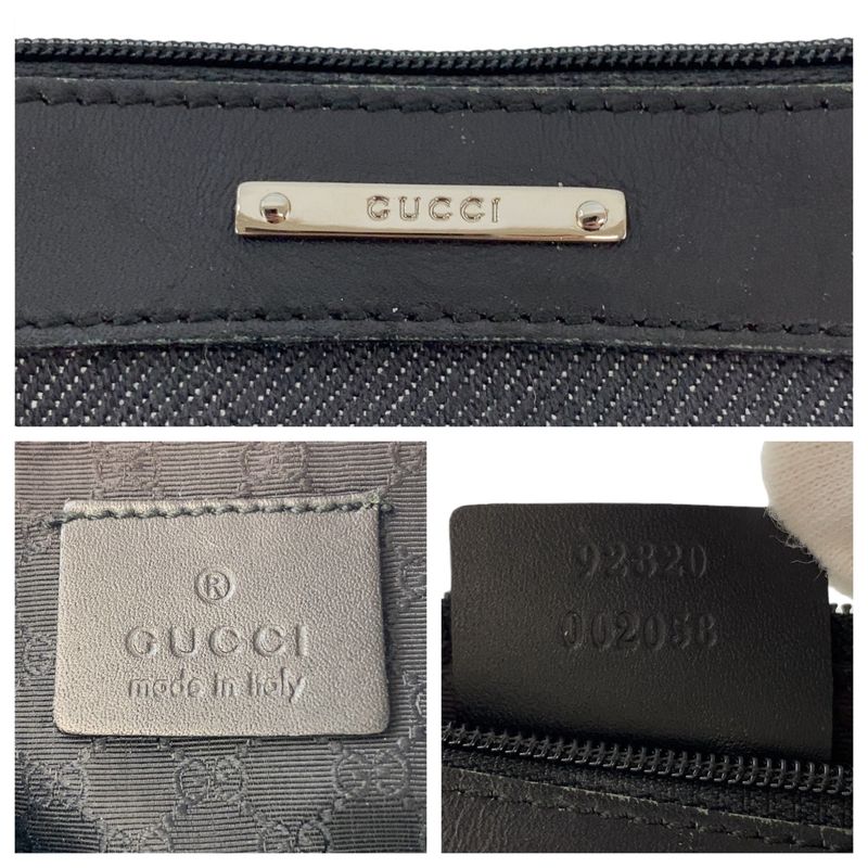 Gucci Sherry Line Black Silver Hardware Canvas/leather 92320 Handbag Accessory