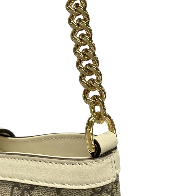 Gucci Shoulder Bag Padlockgg Supreme 811705 Beige And White Chain Shoulder