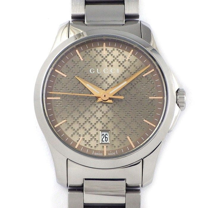 Gucci Watch G-Timeless 126.5 Brown Dial Date SS Quartz Analog