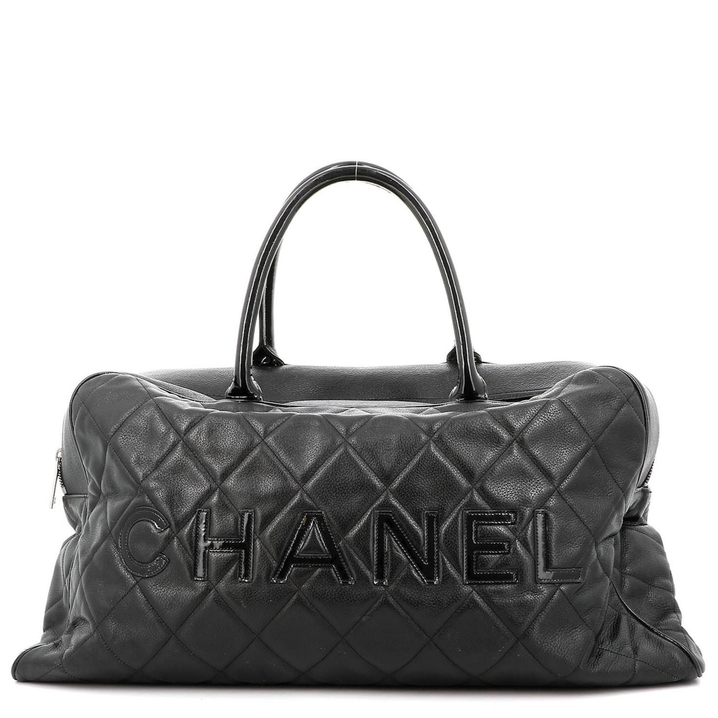 CHANEL CC Caviar XL Travel Bag Bowler Bag Tote Weekender Boston Duffle