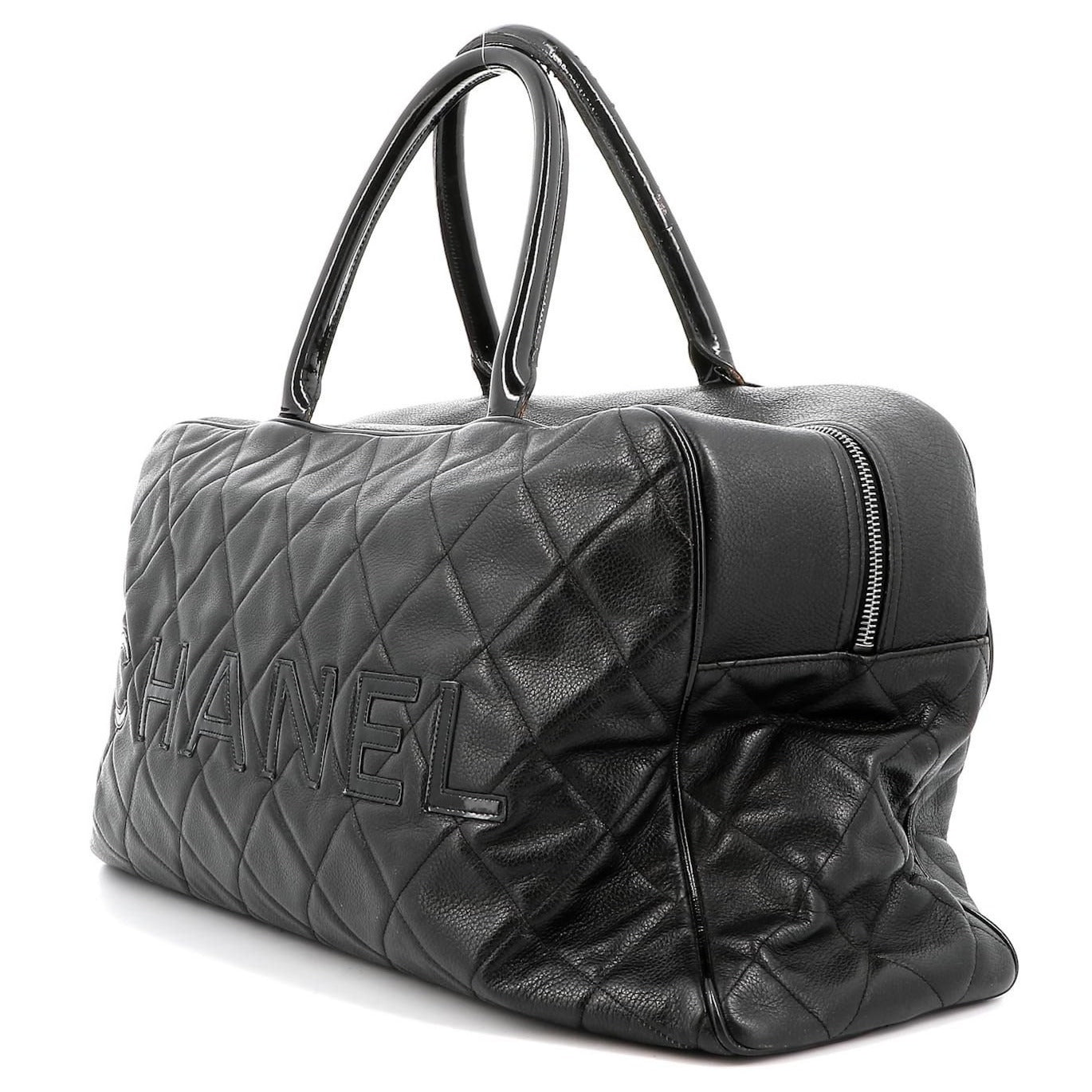 CHANEL CC Caviar XL Travel Bag Bowler Bag Tote Weekender Boston Duffle