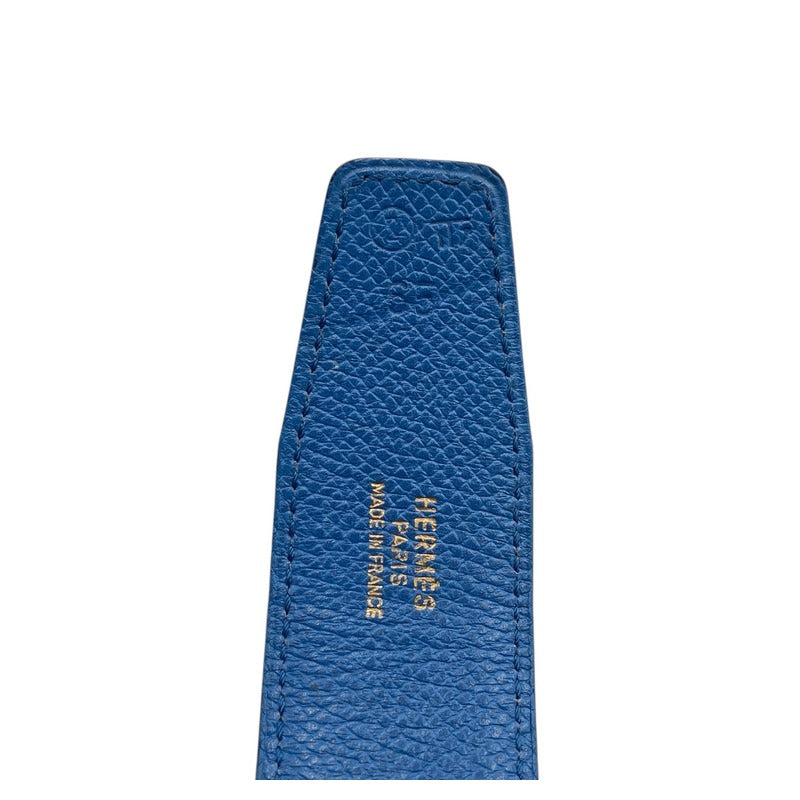 Hermes Constance H Buckle Reversible Belt Black Blue Gold Hardware — view 4