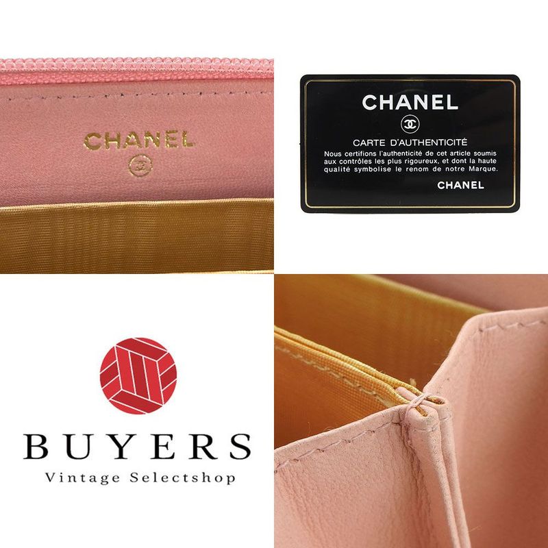 Chanel Round Zipper Long Wallet Caviar Skin 9th Coco Mark Long Wallet Leather