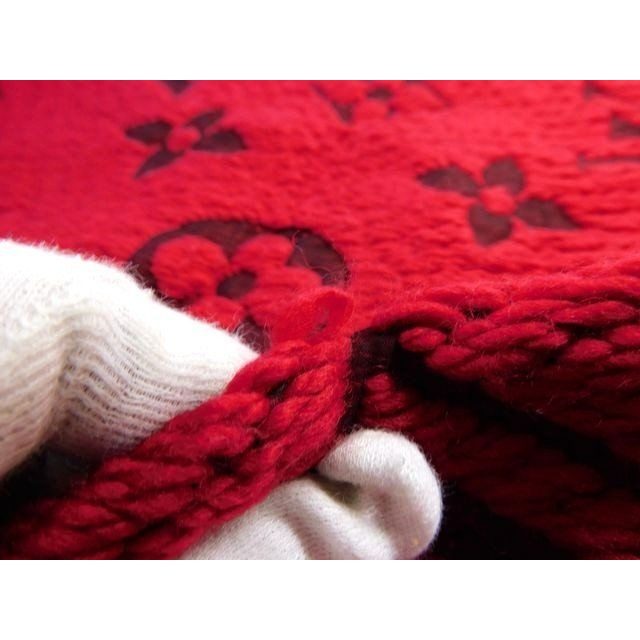 Louis Vuitton Scarf Echarpe Logo Mania Red Wool Silk 8C — view 4