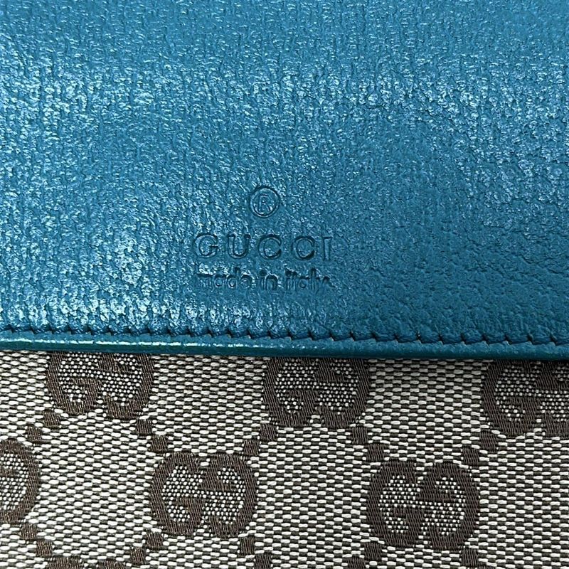 Gucci Waist Pouch GG Pattern 28566 Beige×dark Brown×blue Leather