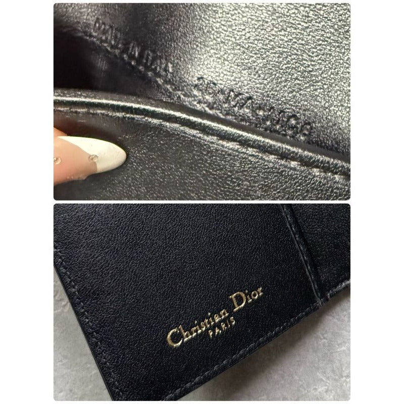 Christian Dior Ama Patent Leather Fold Wallet Card Case Coin Compact — view 9