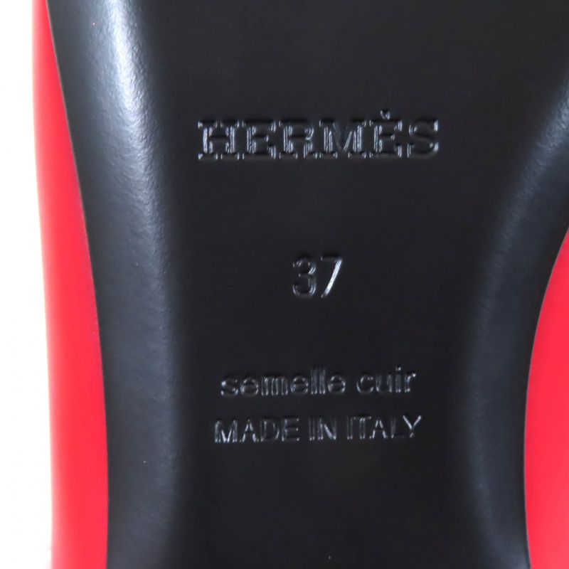 Hermes 25SS 251001z Ballet Shoes Kelly Rouge Vif Kelly Pointed Toe Leather Flat