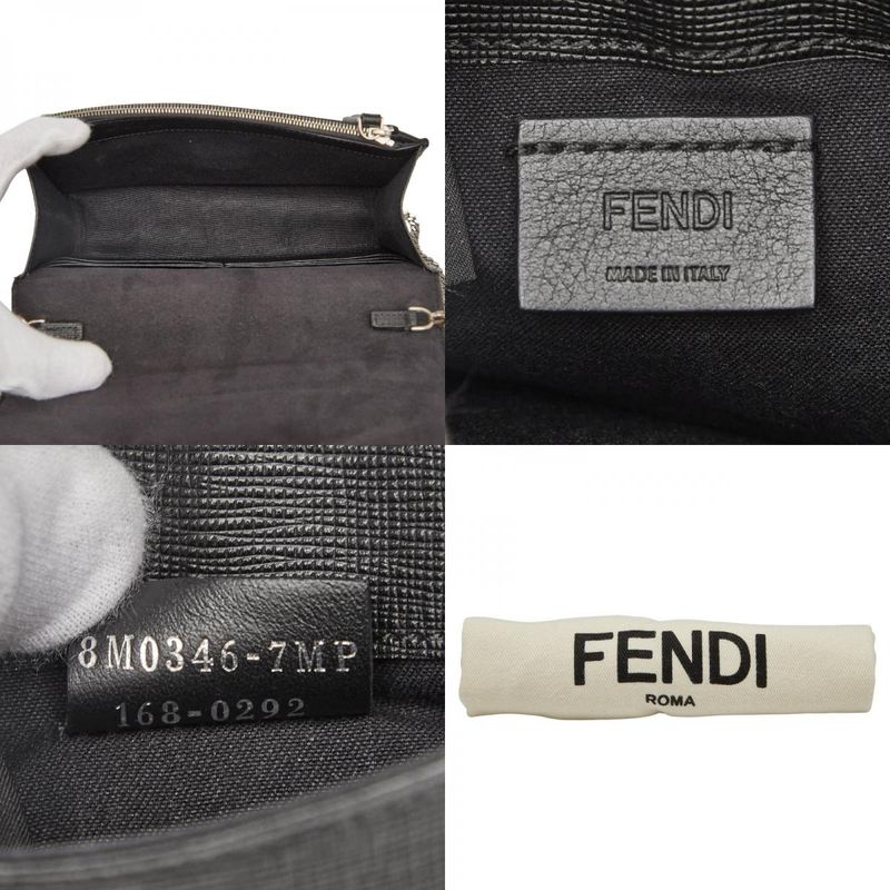 Fendi Carlito Studded Chain Shoulder Bag Wallet Bag 8m0346 Black Leather Women