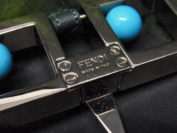 Fendi Back Charm Key Holder Key Ring Men's Women's Green And Silver Aq7481