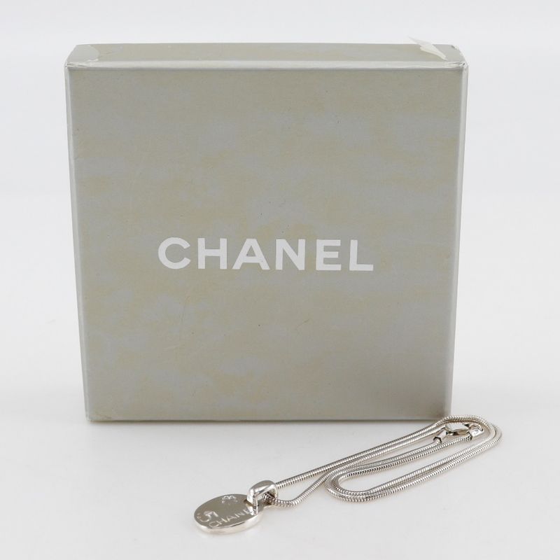Chanel Icon NO.5 Clover Snake Chain Silver 925 Ladies 12.1g Necklace