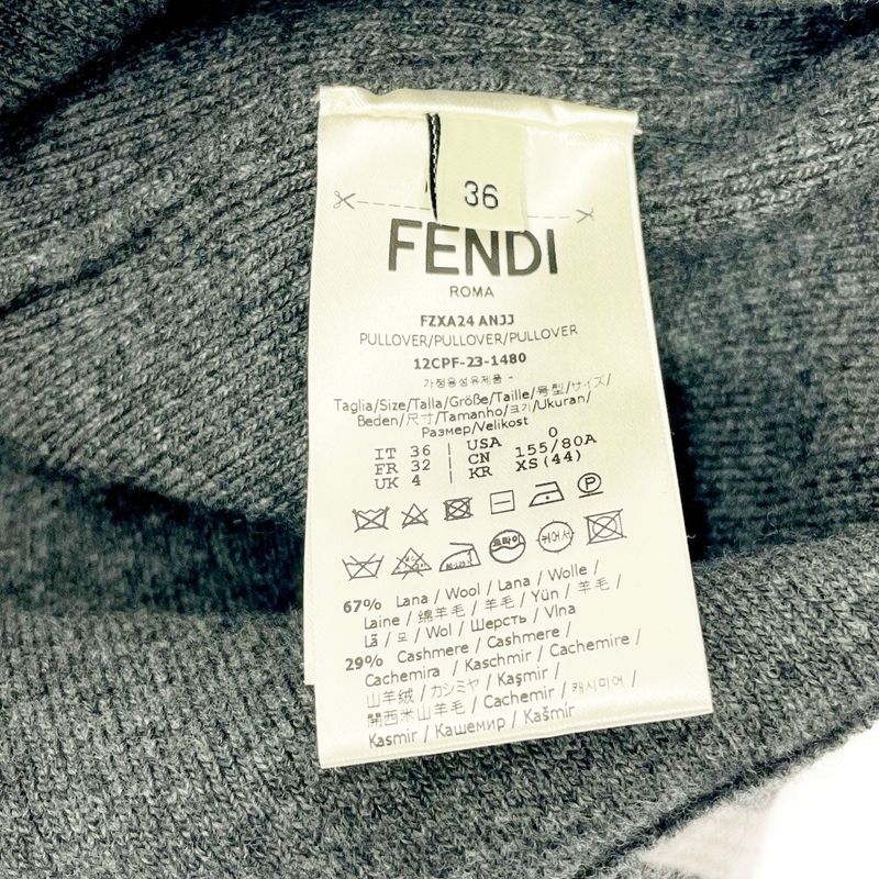 Fendi Wool Logo Sweater with Tie Gray 371396 Sweater
