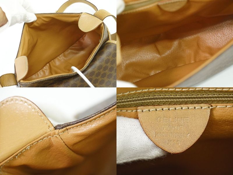 Authentic Celine Macadam Shoulder Bag Pochette PVC Brown Macadam Bag Pre-owned