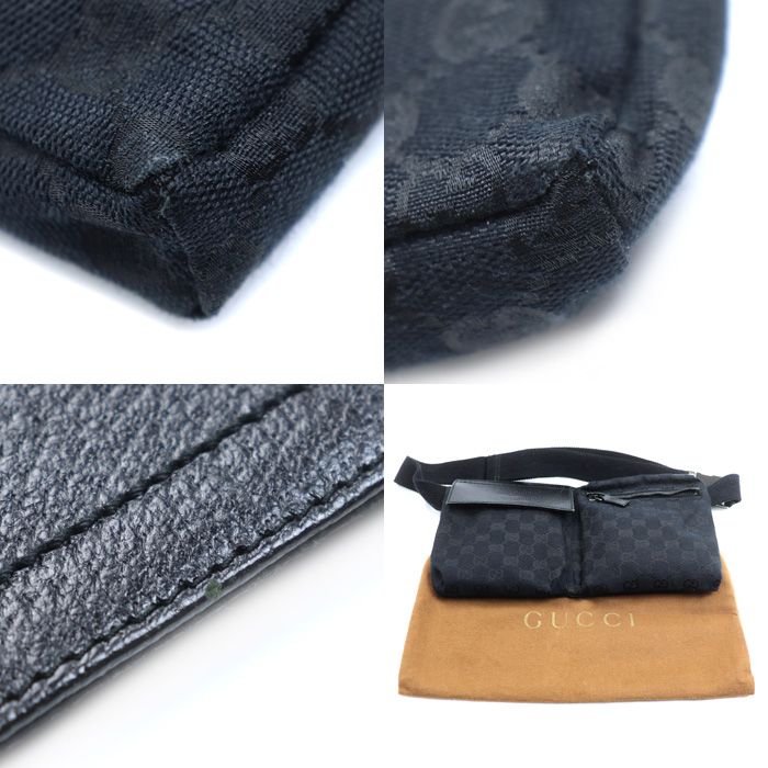 Gucci GG Canvas Belt Bag Waist Bag Black 28566 Body Bag Men's Preowned