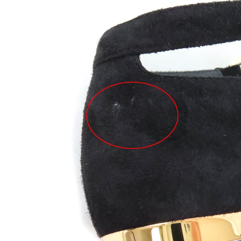 CHANEL 24K G46024 Coco Mark Mary Jane Patent Leather Use Ankle Strap Suede