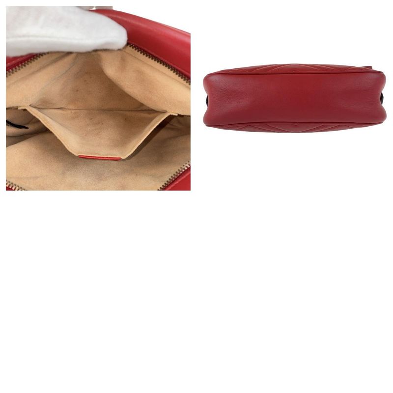 Gucci GG Marmont Red Gold Hardware Leather 447632 Chain Shoulder Bag Pochette