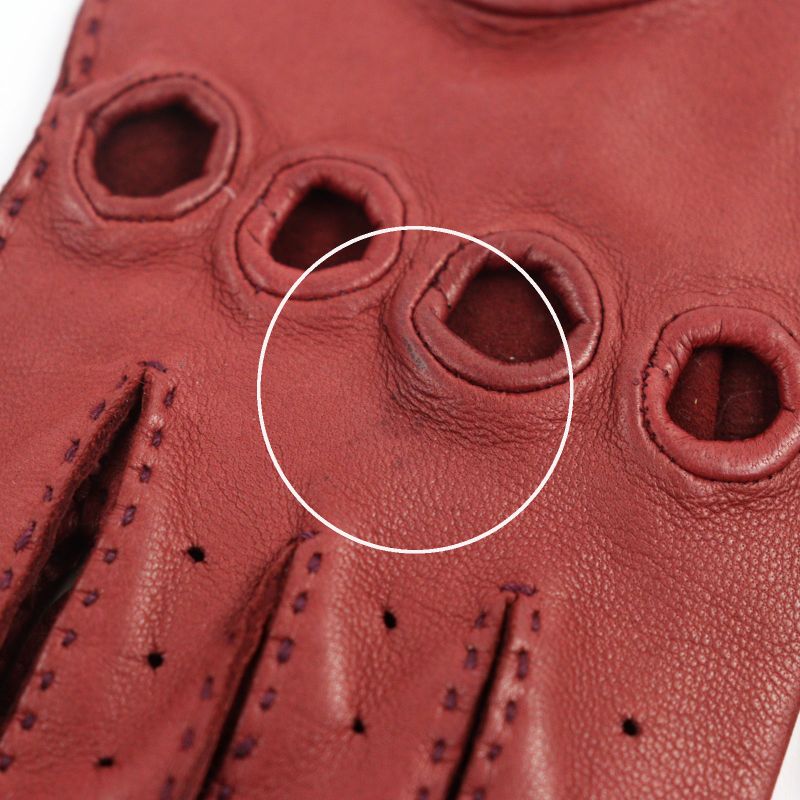 Hermes Lamb Leather Serie Button Perforated Driving Gloves Bordeaux 6.5 Made