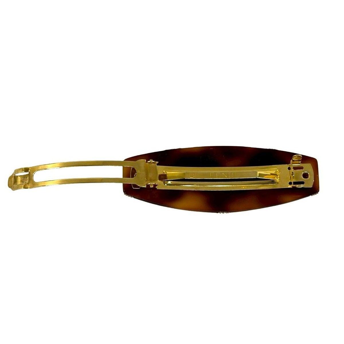 Fendi FF Logo Tortoiseshell Plastic Barrette Hair Brown — view 6