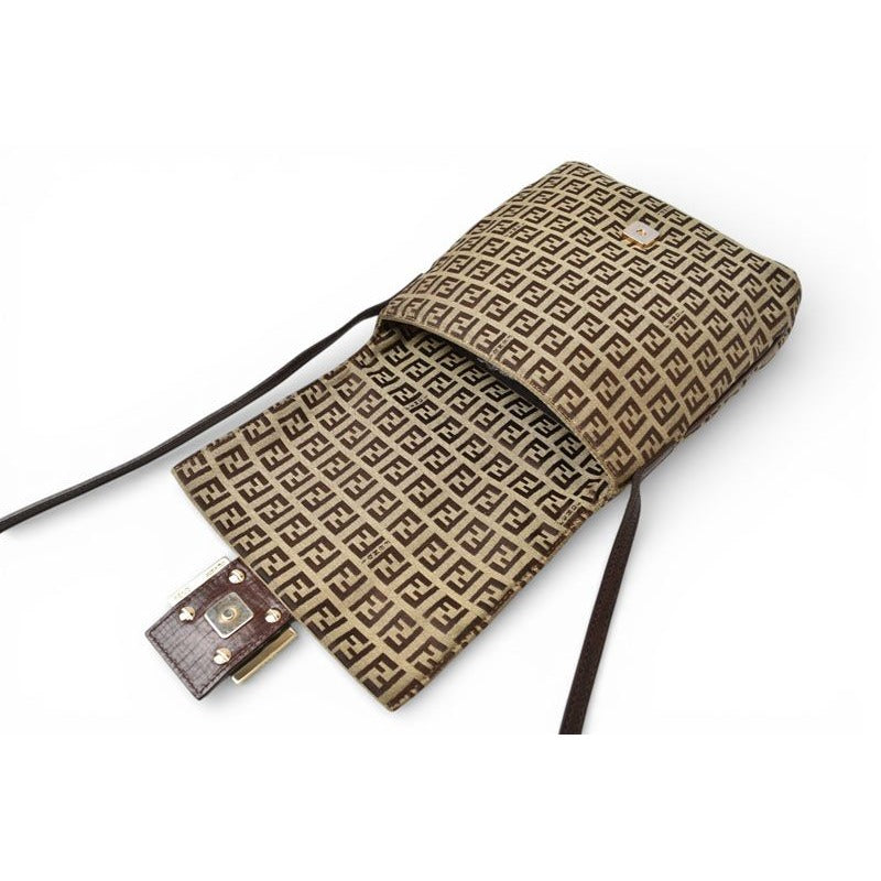 Fendi Shoulder Bag Zucchino Vintage Zucca Pattern Beige Brown — view 8